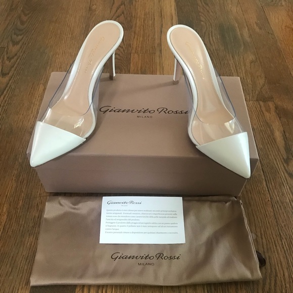 Nib Gianvito Rossi 695 White Plexi Mule 